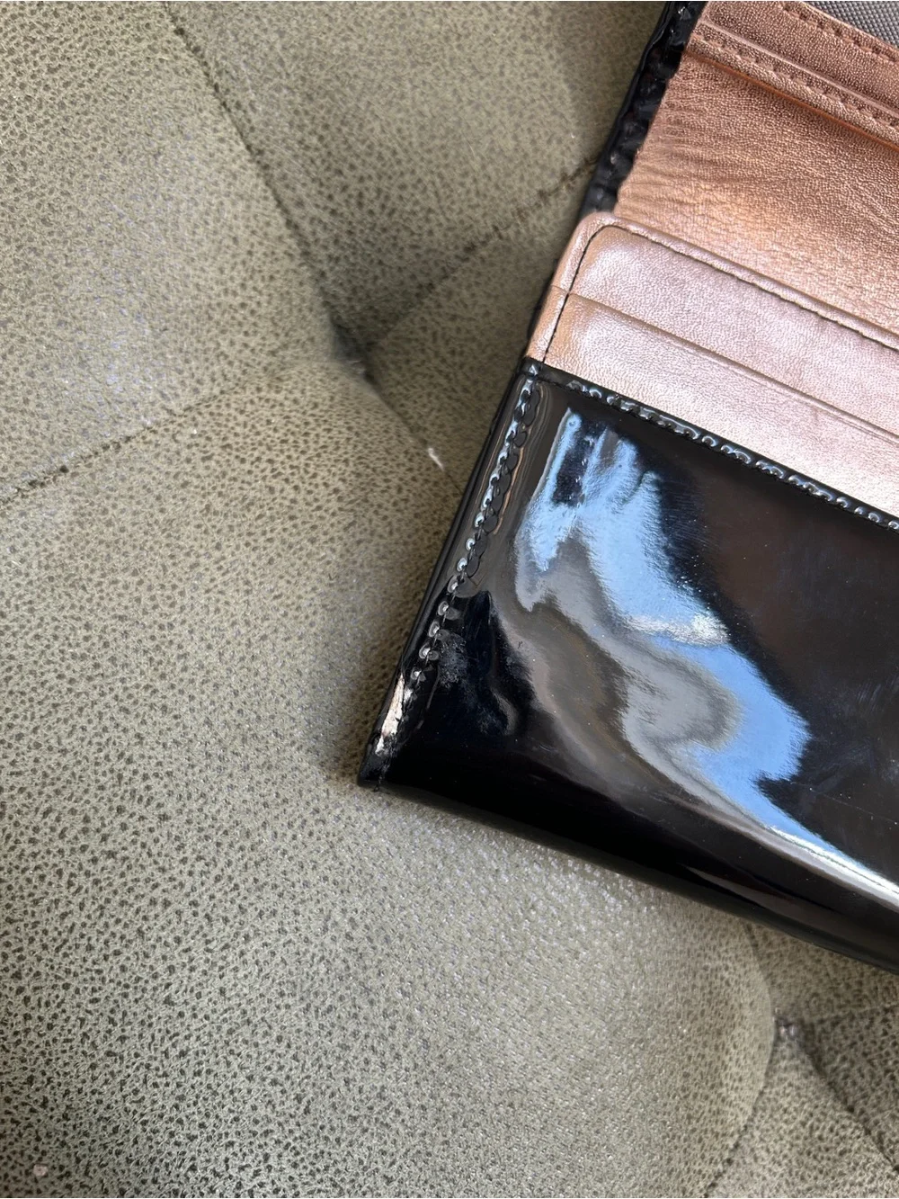 Ted Baker Black Patent Wallet with Crystal Kiss-Lock